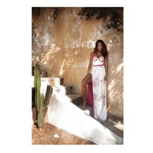 Jluxlabel Ivory Pollyanna Set- Floral thong bodysuit + skirt